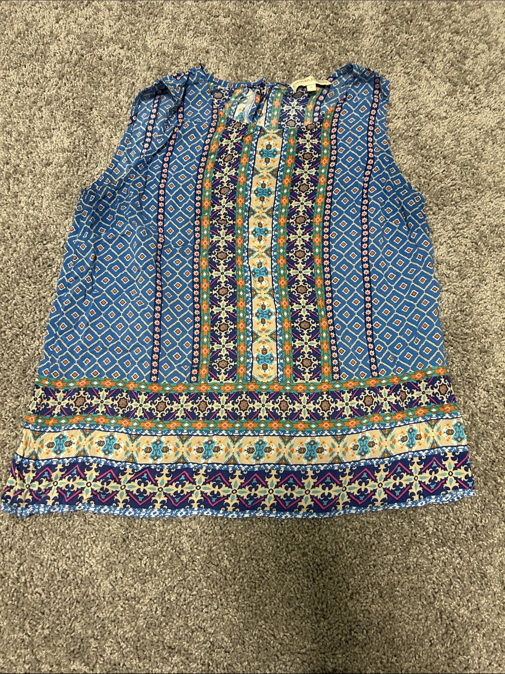 Cynthia Rowley Blue Multicolor Printed Sleeveless Tank